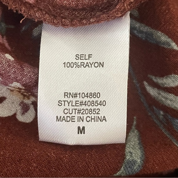 Chloe & Katie Brown Floral Flutter Sleeve Blouse Spring Summer Top Soft Rayon, M - Picture 8 of 11